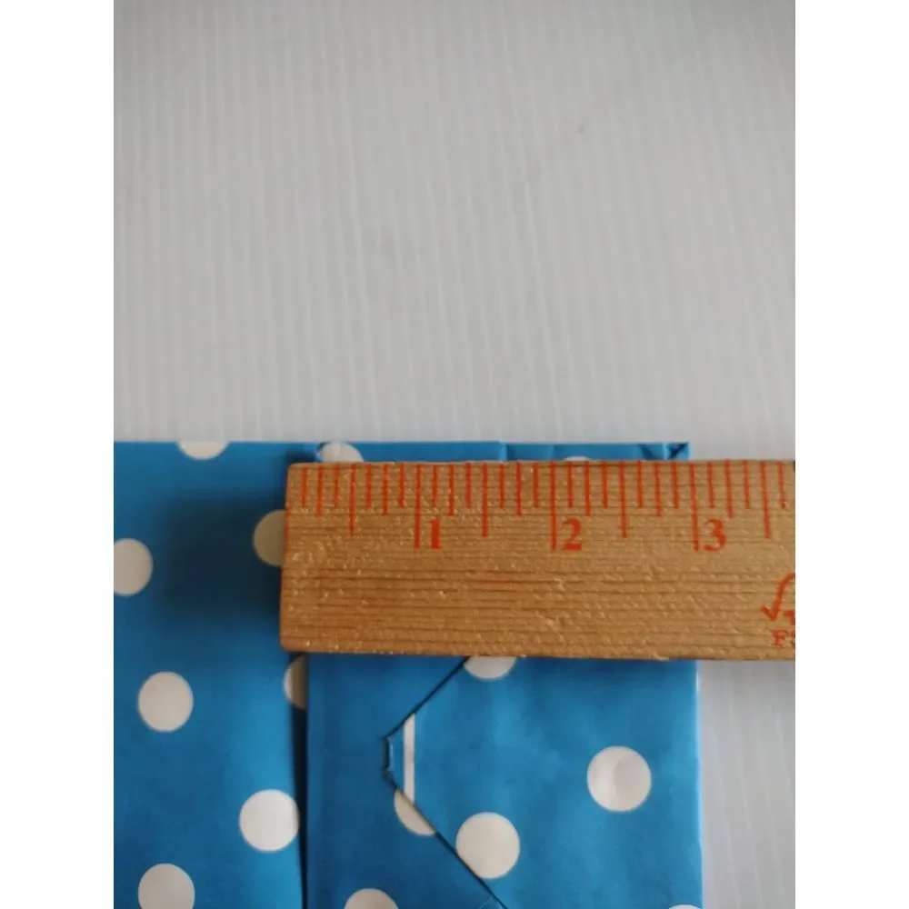 50 Polka Dot Paper‎ Bags Blue Color Lunch Goodie Bags 5.1 x 3.1 x 9.4 Inches
